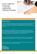 Cover Letter For Corporate Leadership Training Proposal One Pager Sample Example Document