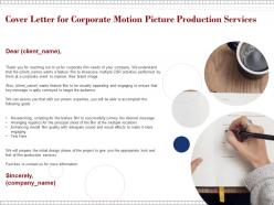 Cover letter for corporate motion picture production services ppt powerpoint presentation show