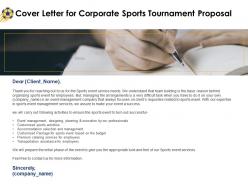 Cover letter for corporate sports tournament proposal ppt powerpoint ideas visuals