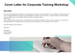 Cover Letter For Corporate Training Workshop Ppt Powerpoint Presentation Model Aids