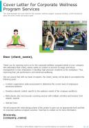 Cover Letter For Corporate Wellness Program Services One Pager Sample Example Document