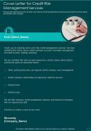 Cover Letter For Credit Risk Management Services One Pager Sample Example Document