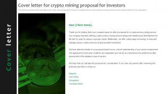 Cover Letter For Crypto Mining Proposal For Investors Ppt Slides Example Topics