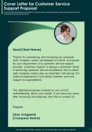 Cover Letter For Customer Service Support Proposal One Pager Sample Example Document