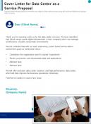 Cover Letter For Data Center As A Service Proposal One Pager Sample Example Document
