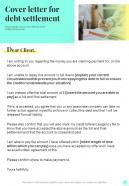 Cover Letter For Debt Settlement One Pager Sample Example Document
