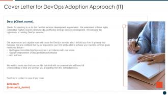 Cover Letter For Devops Adoption Approach IT Ppt Icon Slide