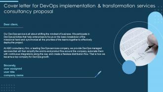 Cover Letter For Devops Implementation And Transformation Services Consultancy Proposal