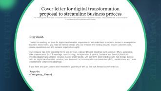 Cover Letter For Digital Transformation Proposal To Streamline Business Process