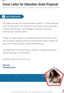 Cover Letter For Education Grant Proposal One Pager Sample Example Document
