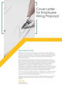 Cover Letter For Employee Hiring Proposal One Pager Sample Example Document