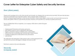 Cover letter for enterprise cyber safety and security services ppt templates