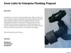 Cover letter for enterprise plumbing proposal ppt powerpoint presentation slides inspiration