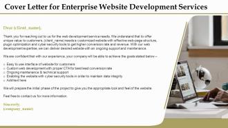 Cover letter for enterprise website development services ppt slides layout