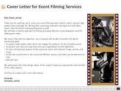 Cover letter for event filming services cost ppt layouts
