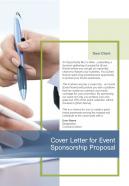 Cover Letter For Event Sponsorship Proposal One Pager Sample Example Document