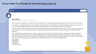 Cover Letter For Facebook Advertising Proposal Ppt Powerpoint Presentation Model Graphics Pictures