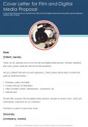 Cover Letter For Film And Digital Media Proposal One Pager Sample Example Document