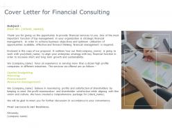 Cover letter for financial consulting procurement ppt powerpoint presentation