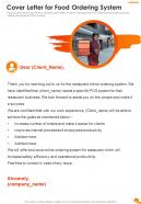 Cover Letter For Food Ordering System One Pager Sample Example Document