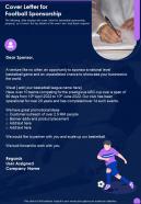 Cover Letter For Football Sponsorship One Pager Sample Example Document
