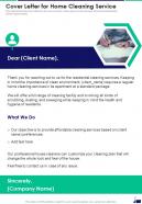 Cover Letter For Home Cleaning Service One Pager Sample Example Document