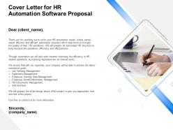 Cover letter for hr automation software proposal ppt template