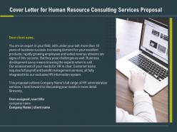 Cover letter for human resource consulting services proposal ppt slides influencer