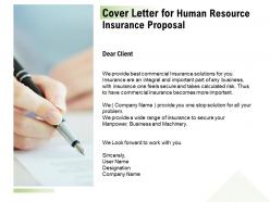 Cover letter for human resource insurance proposal ppt powerpoint files