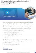 Cover Letter For Information Technology Outsourcing Services One Pager Sample Example Document