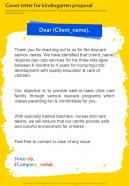 Cover Letter For Kindergarten Proposal One Pager Sample Example Document
