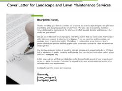 Cover letter for landscape and lawn maintenance services ppt slides