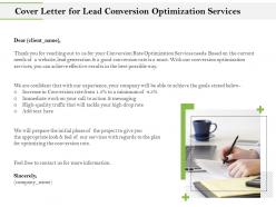 Cover letter for lead conversion optimization services ppt icon