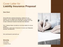 Cover letter for liability insurance proposal ppt powerpoint slides