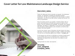 Cover letter for low maintenance landscape design service ppt slides