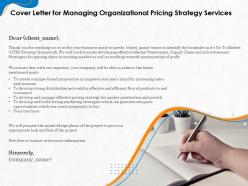 Cover letter for managing organizational pricing strategy services ppt templates