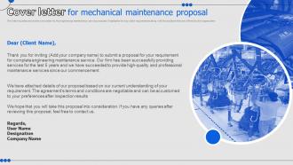 Cover Letter For Mechanical Maintenance Proposal Ppt Slides Styles