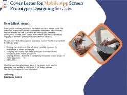 Cover letter for mobile app screen prototypes designing services ppt powerpoint layouts