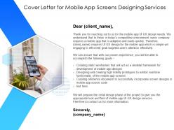 Cover letter for mobile app screens designing services app screens ppt powerpoint presentation topics