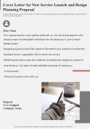 Cover Letter For New Service Launch And Design Planning Proposal One Pager Sample Example Document