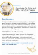 Cover Letter For Online And Offline Marketing Proposal One Pager Sample Example Document