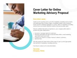 Cover letter for online marketing advisory proposal ppt powerpoint picture