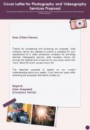 Cover Letter For Photography And Videography Services Proposal One Pager Sample Example Document