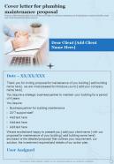 Cover Letter For Plumbing Maintenance Proposal One Pager Sample Example Document