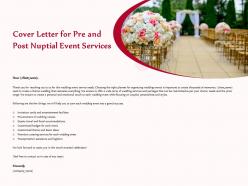 Cover letter for pre and post nuptial event services ppt ideas