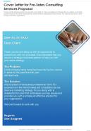 Cover Letter For Pre Sales Consulting Services Proposal One Pager Sample Example Document