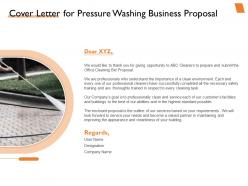 Cover letter for pressure washing business proposal ppt powerpoint presentation deck