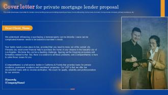 Cover Letter For Private Mortgage Lender Proposal Ppt Show Display