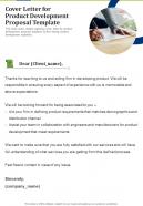 Cover Letter For Product Development Proposal Template One Pager Sample Example Document
