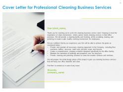 Cover letter for professional cleaning business services business ppt file brochure
